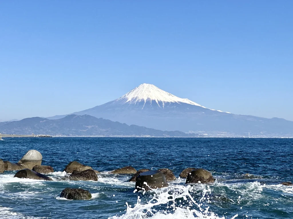 駿河湾を見下ろす富士山